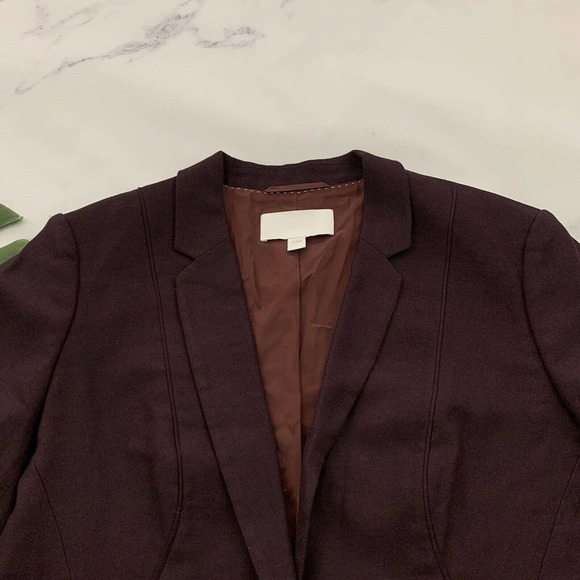 Hugo Boss Womens Blazer Jacket Size 10 Dark Purple Wool Blend One Button - Picture 2 of 12